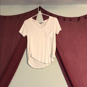 White Flowy T-Shirt W/ Pocket